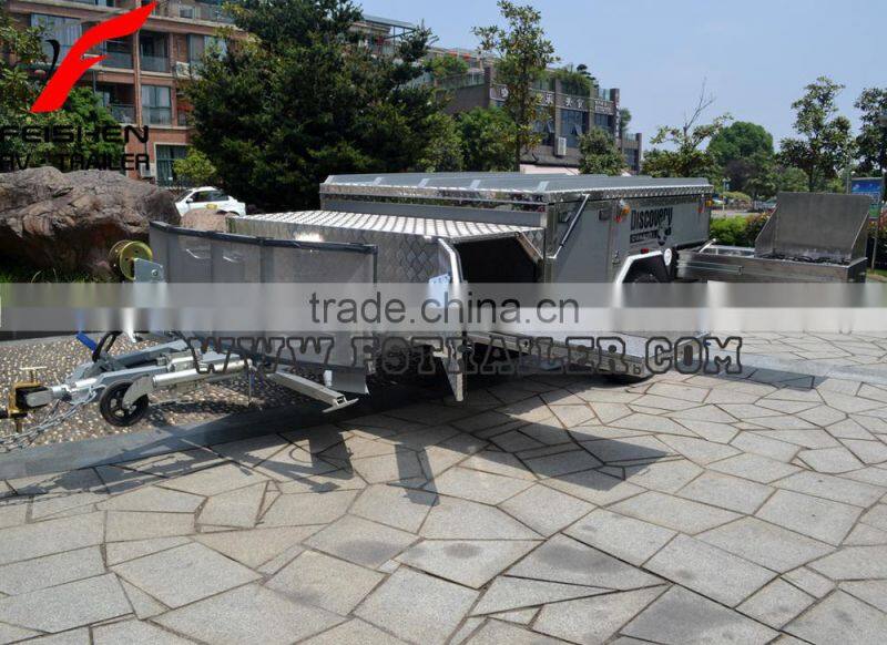 Off-road style foward folding hard floor travel camper trailer with independent suspension and kitchen system