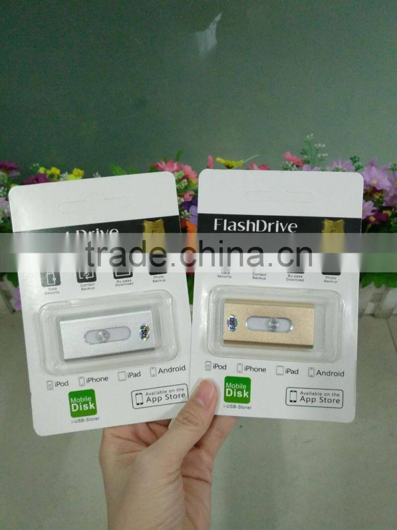 USB 2.0 OTG Flash Drive 3 in 1 Flash Device for Iphone & Mac