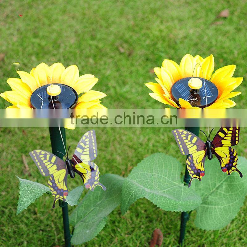 solar fluttering butterfly with sunflower flying butterfly sunflower fluttering butterfly garden decoration solar butterfly