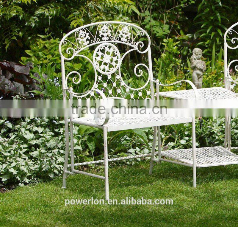Double Garden Seat Bench Outdoor Folding Metal Garden Bench With Table