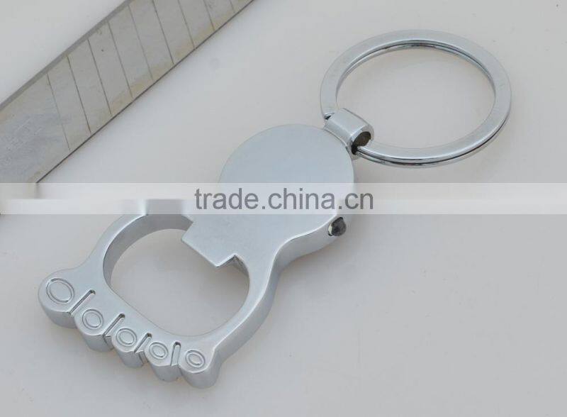 LED Metal Bottle Opener Keychain with Foot Shape