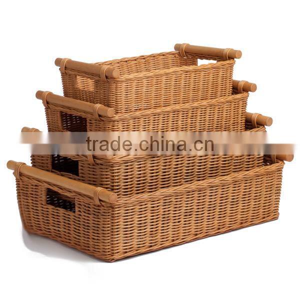 Wholesale Wicker cane CD Baskets with wood handle