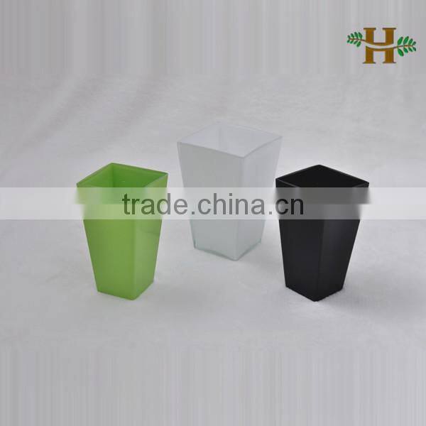 Chinese Manufacturer Green Rectangular Glass Vase Square Glass