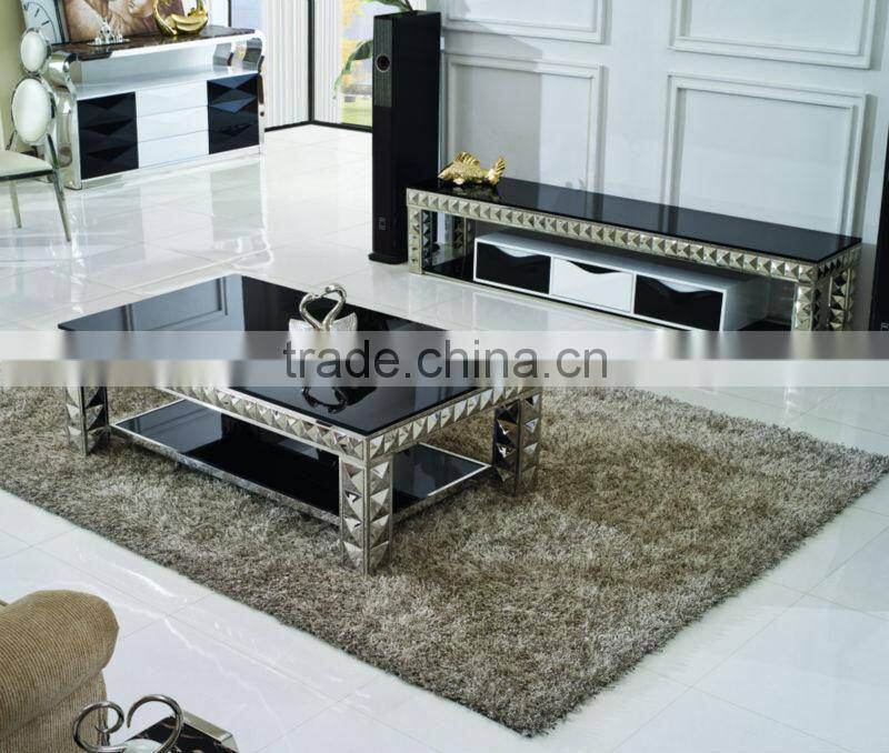 2014 modern design E338 living room furniture stainless and marble top italian design mdf TV stand