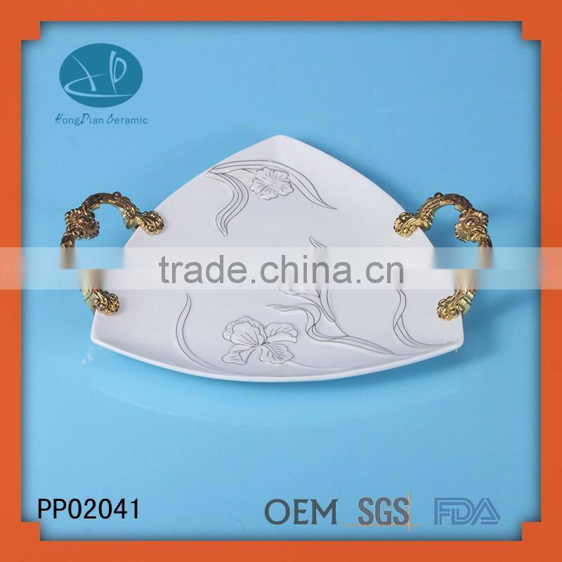 hot sale ceramic dinner plates with handle