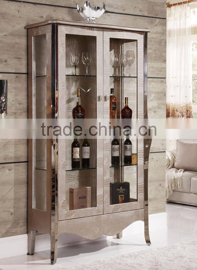 modern furniture luxury wine cabinet with tempered glass strong stainless steel legs