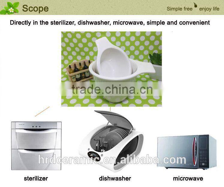 Stocked Popular White Ceramic Bowl ceramic dished with single Handles