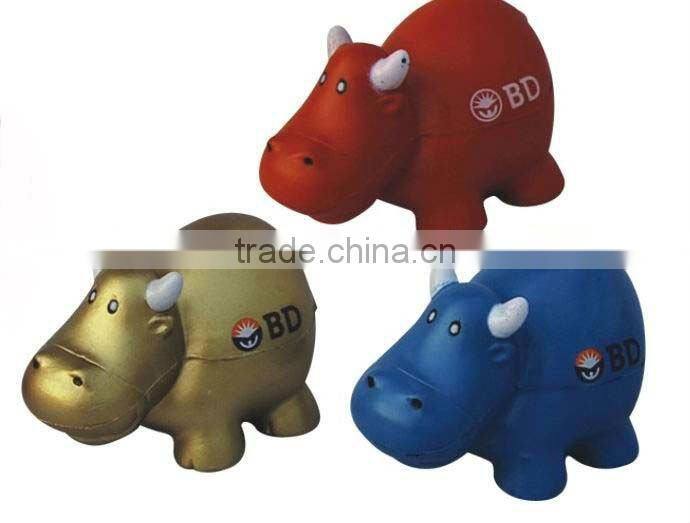 PU rhinoceros/rhinoceros stress reliever/anti stress rhinoceros/squeez ball / promotional soft toy/ PU foam toy