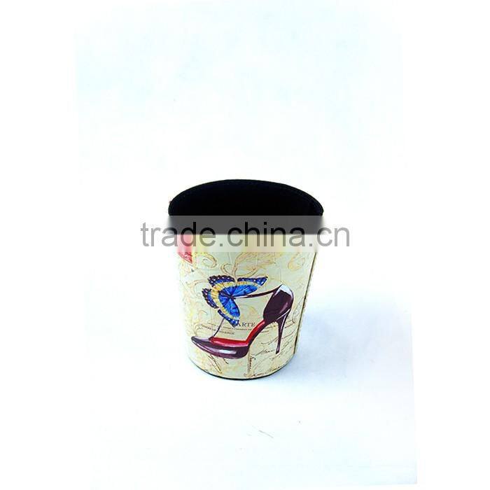 Beautiful High Heels Print Waste Bin Faux Leather Standing Trash Can