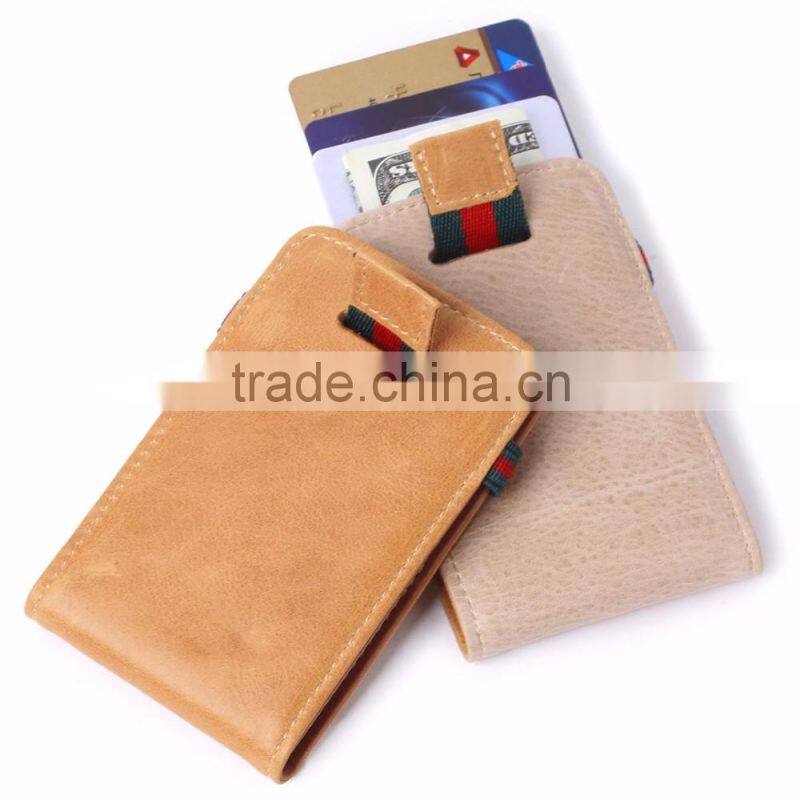 RFID Blocking Bifold Slim Wallet with Pull Tab Sleeves and Money Clip