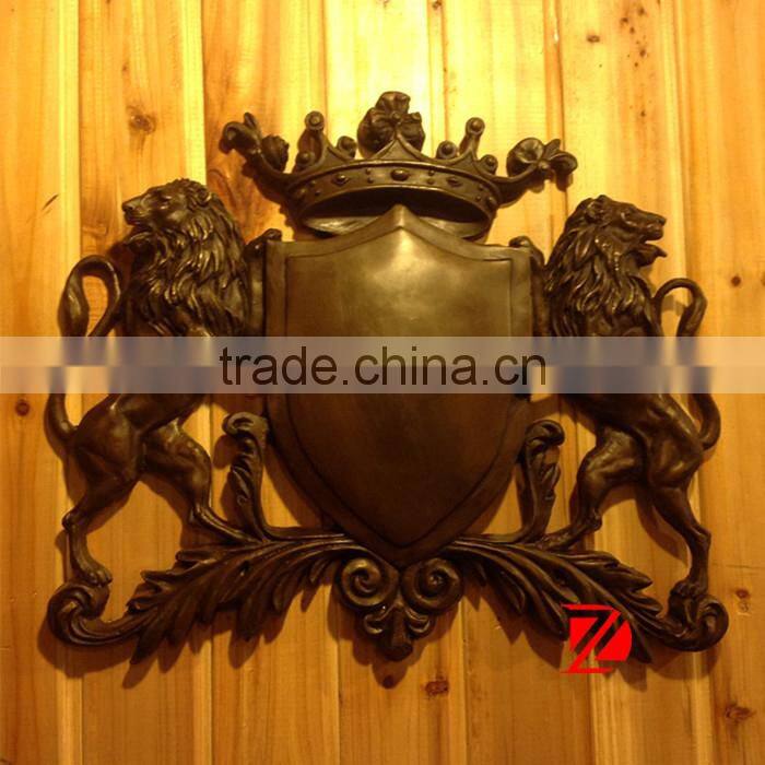 bronze metal doorplate with lion statues