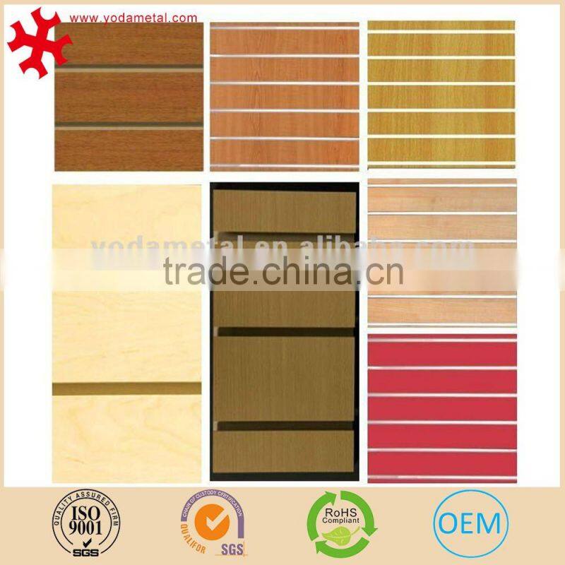 Supermarket mdf wood slatwal panels slot board display stand