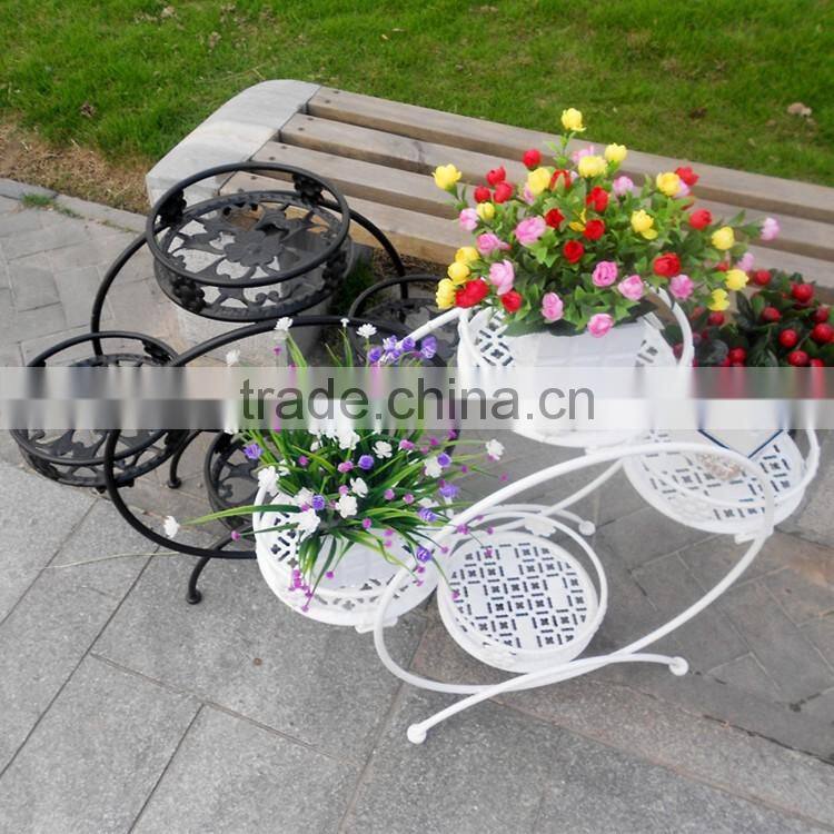 Manufacturer garden white display shelf round shape metal flower pot stand