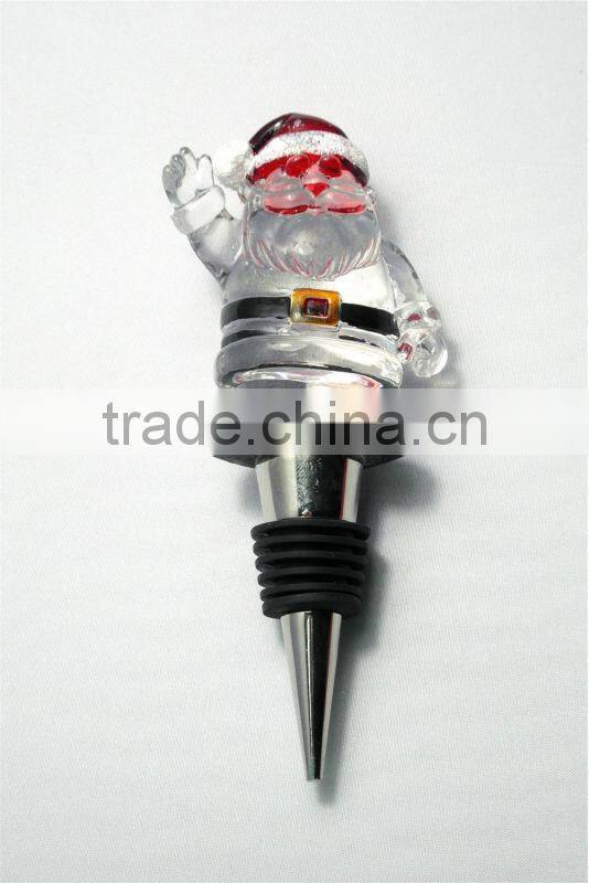 Snowman LED plastic silicone rhinestone christmas wine bottle stopper