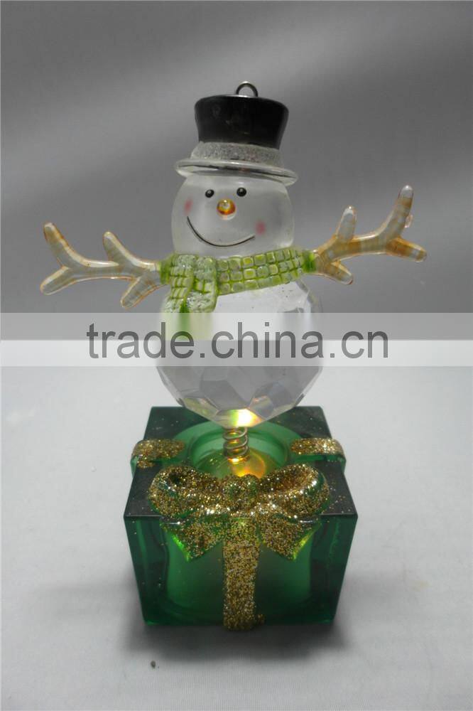 electronic LED light acrylic happy round snowman figurines toys for kids