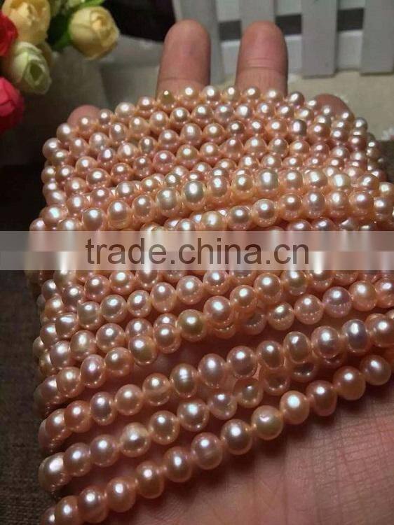 high quality 8-9mm pink round freshwater pearl strand