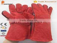 DDSAFETY Red cow split welding gloves with Full palm and lining