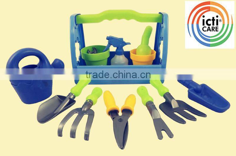 2015 new fancy colourful garden tool set toy for sale cheap plastic fantacic garden cleaning toy set from ICIT manufacture