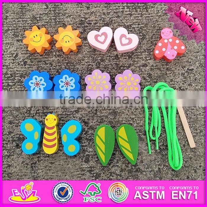 2016 new design educational wooden toddler threading toys W11E063