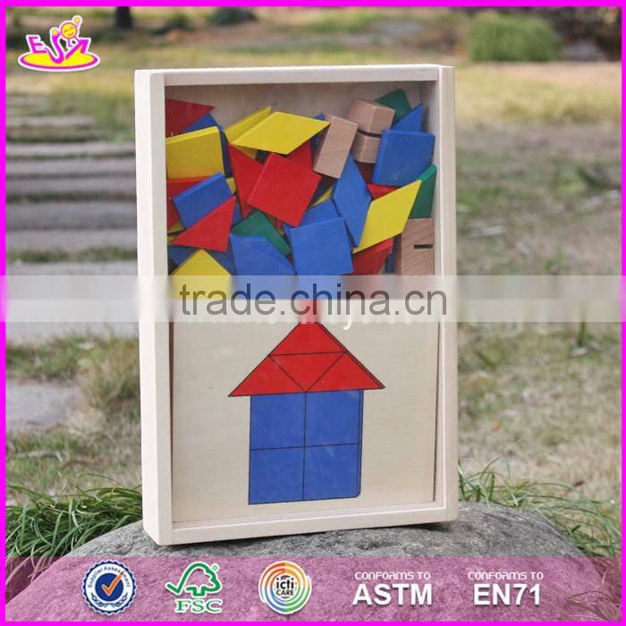 2017 New design toddlers preschool wooden geometric block puzzle W14A161