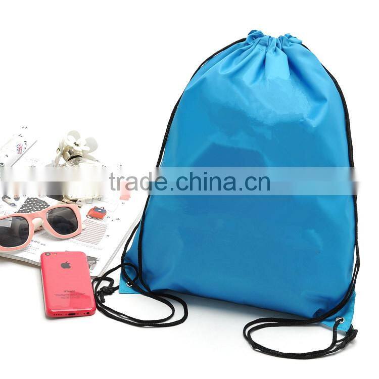 2016 Fashion Promotion Hot Sell Black Sport Drawstring Bag, Polyester Drawstring Bags