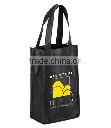 Custom logo printed non woven bag for 2 wine bottles