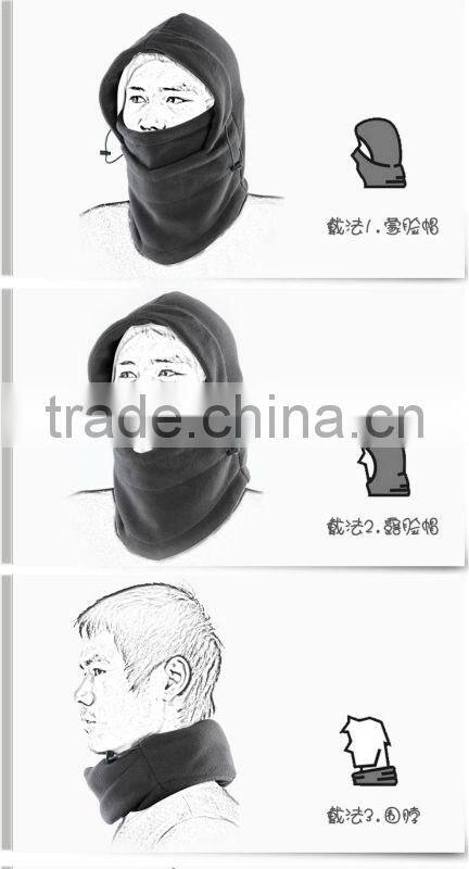 Fashion Autumn/winter Unique Fleece 6 in 1 Hood Face Swat Ski Mask Hats Skiing Cap Scarf