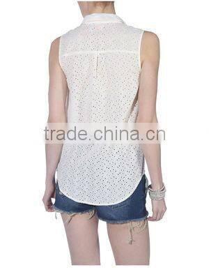 2013 Latest hollow out design for woman blouses