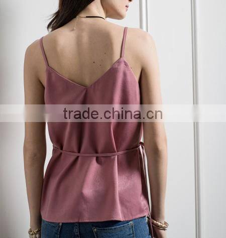 2017 Summer women tops tie details on sides crop top