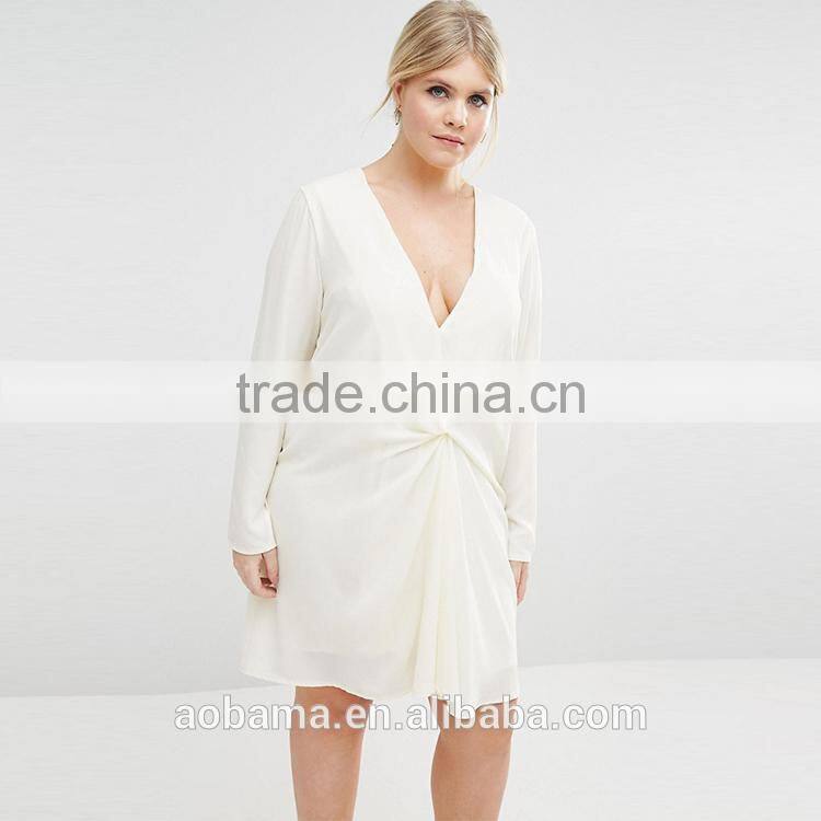 Professional customized white plus size fat women new ladies dress