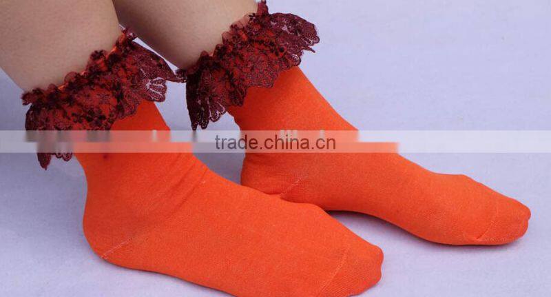 Princess style lace cotton girls sock