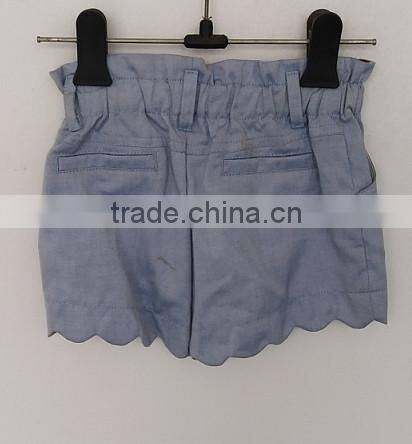cool girls blue denim wavy hem shorts for summer