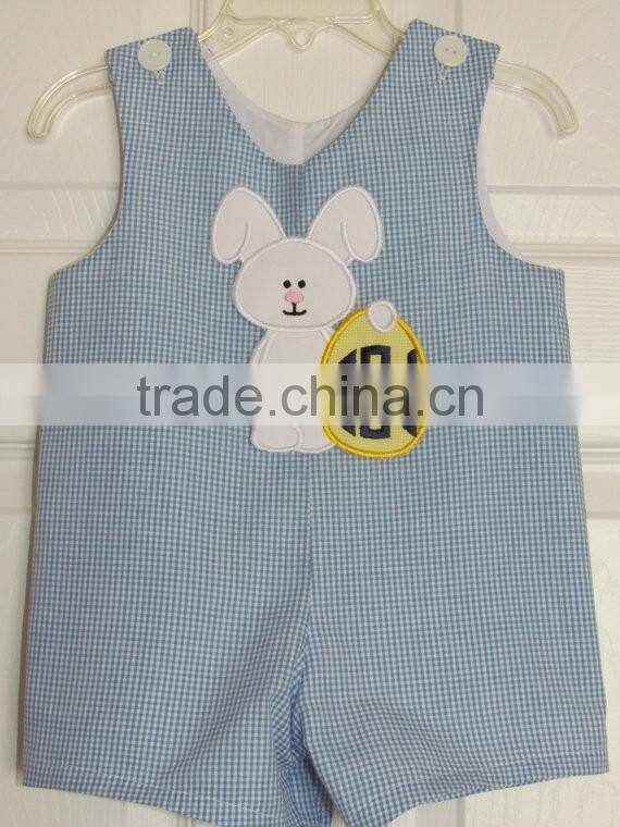 Baby Boy Shortall Longall Easter Applique Monogram Bunny Jon Jon Romper