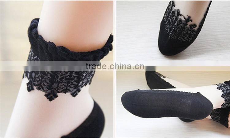 Hot sales Colorful Ultrathin Transparent Beautiful Crystal Lace Elastic Short Women Socks Calcetines Pink Sock for Womens meias