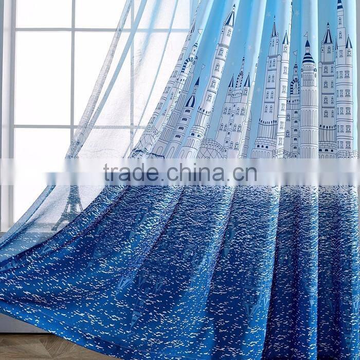 Mediterranean Style Drapes Marine Style Printed Curtains Fabric For Kid
