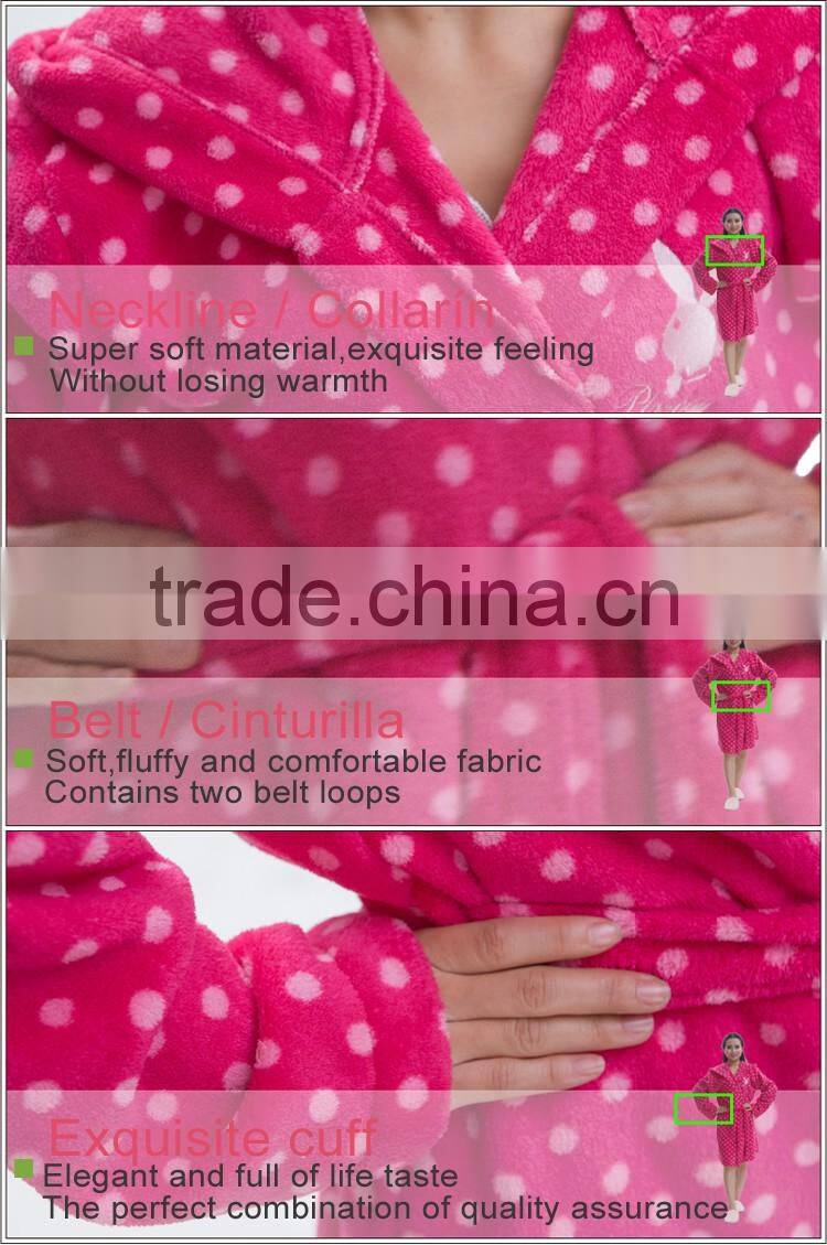 Women Hooded print floor length bath robe