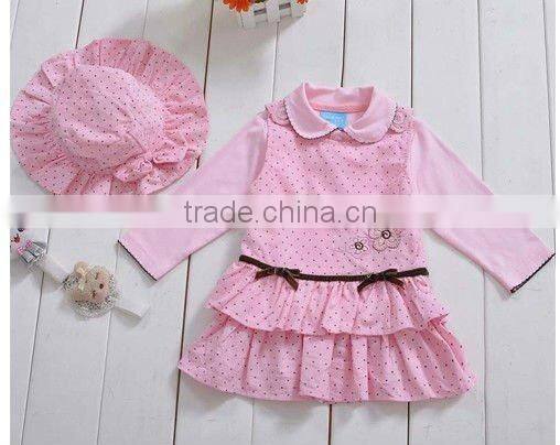 3 pcs set ,Corduroy Skirt + pink blouse + Bow Hat ,baby suit set