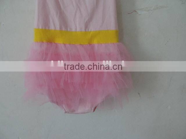 Hot children girls fashion clothing ruffle cherven romper summer vacation wholesale 2016 kids party clothes