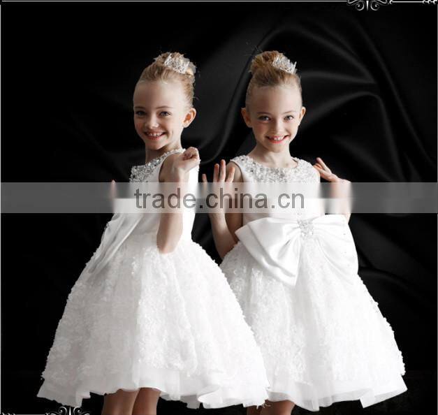 Fashionable Girl Party Dress With Bow Fancy White Girl Princess Dress Fancy Children Clothing GD90427-5