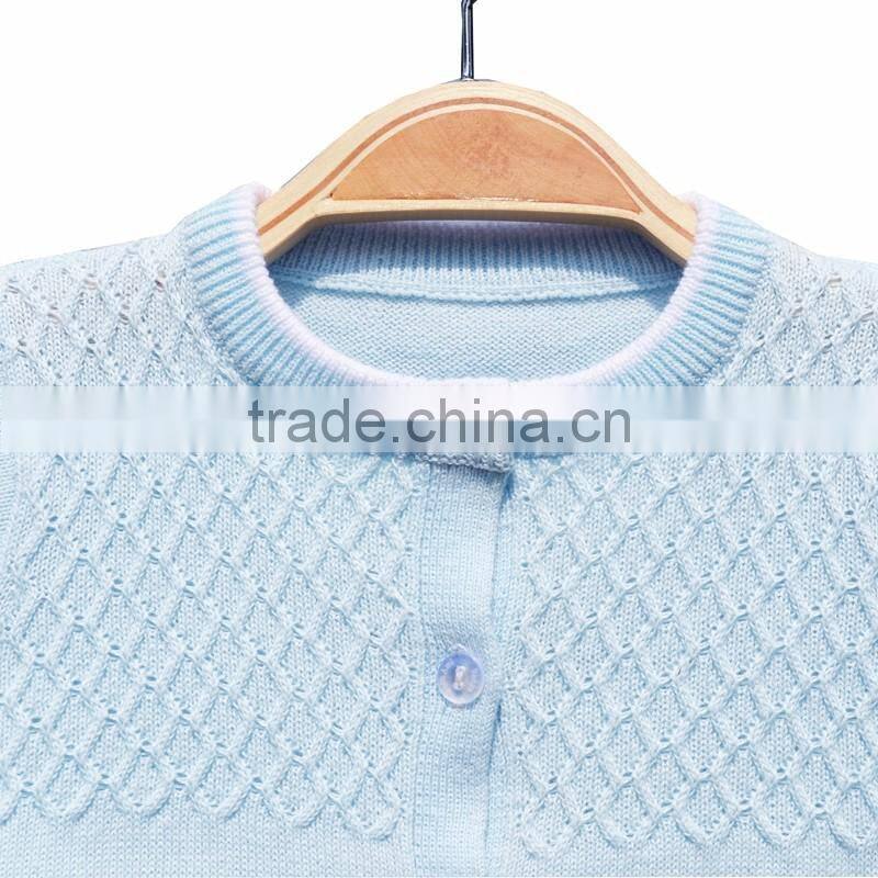 Long Sleeves Argle Pattern Round Collar Baby Cardigan Sweater