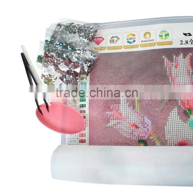 Handmade Pink Flower Pattern Embroidery Diamond Painting DIY Kit Cross Stitch For Living Room