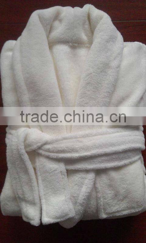 100% polyester women red coral fleece bathrobe with embroidery