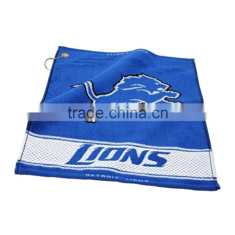golf sport rally towel,deluxe hemmed hand cotton towel, conner grommet and hook towel,
