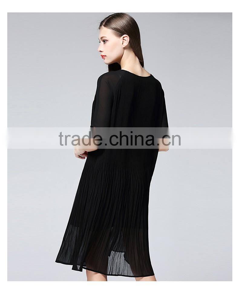 Latest dress designs photos round neck chiffon women dresses
