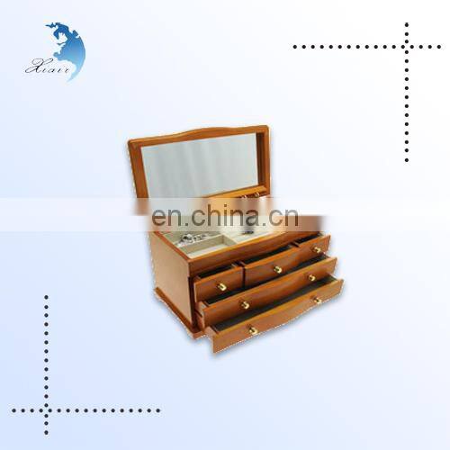 Chinese Style Flower Pattern High-gloss Paint Wooden Gift Box For Jewelry
