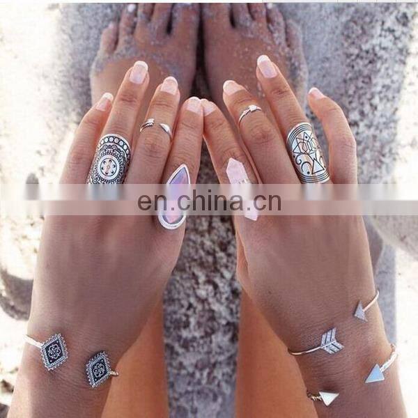 Delicate arrow flower engraved rings fashion sparking rings jewelry
