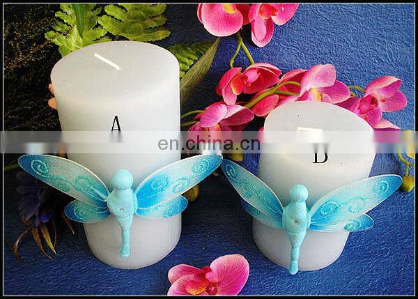 Blue Nylon butterfly bulk pillar candle for home decoration