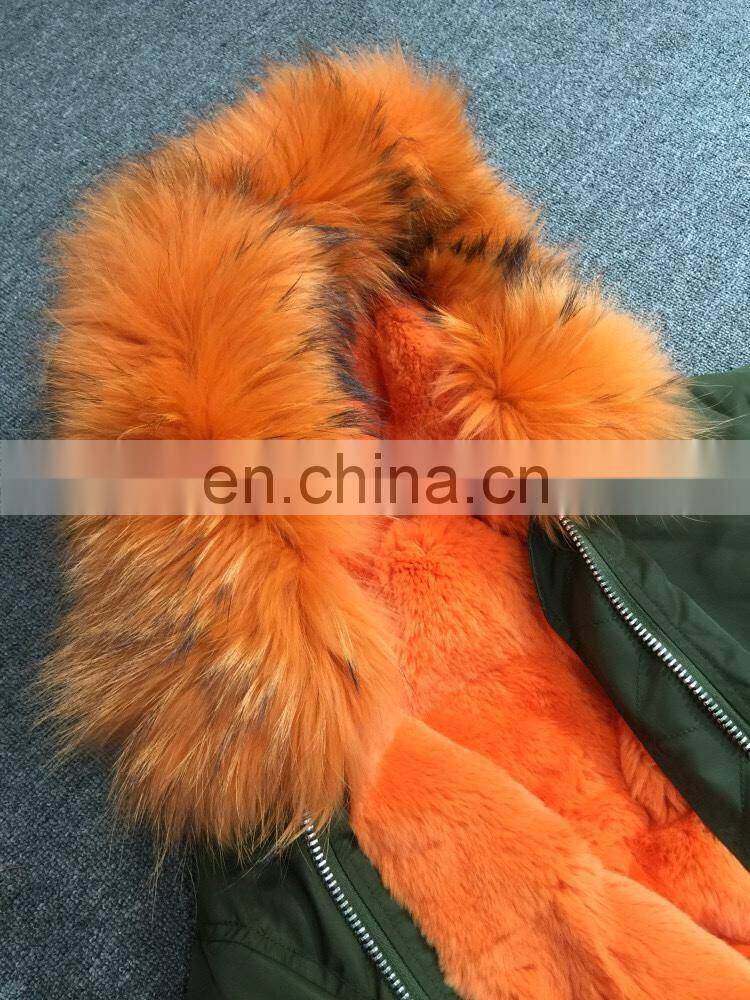 2016 Women Hooded Winter Military Raccoon Fur Hooded Bomber Jacket With Fur Lining