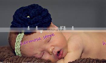 2014 Crochet Newborn Baby Headband With Flowers Photo prop