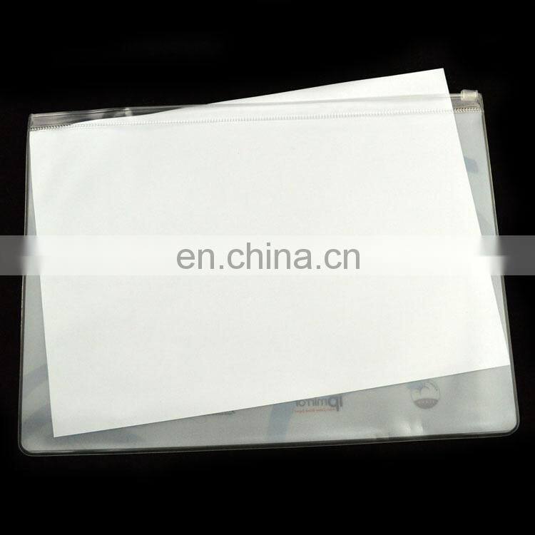 Promotional resealable custom A4 plastic zipper bag